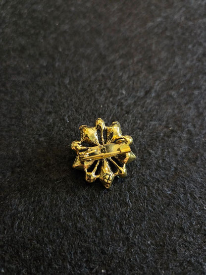Gold Tone Green Rhinestone Brooch Pin