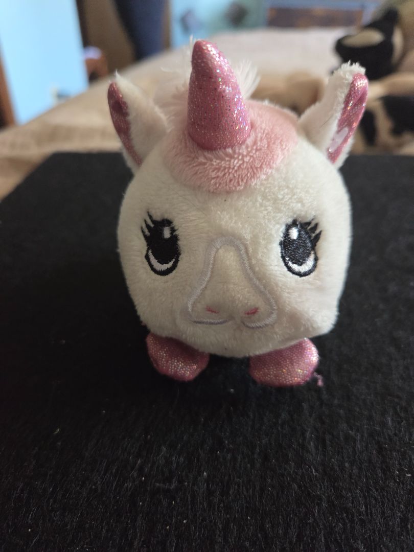 CUTE~ Ganz 4" UNICORN TOSSIMALS H14483 Plush White / Pink / Light Pink Hair
