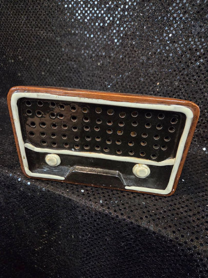 Ceramic Plant Stand shaped like a radio