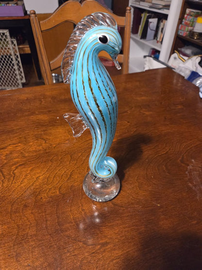 Aqua Blue SEAHORSE Sculpture
