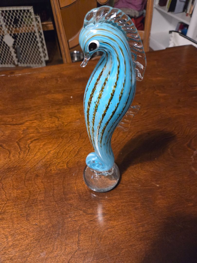 Aqua Blue SEAHORSE Sculpture