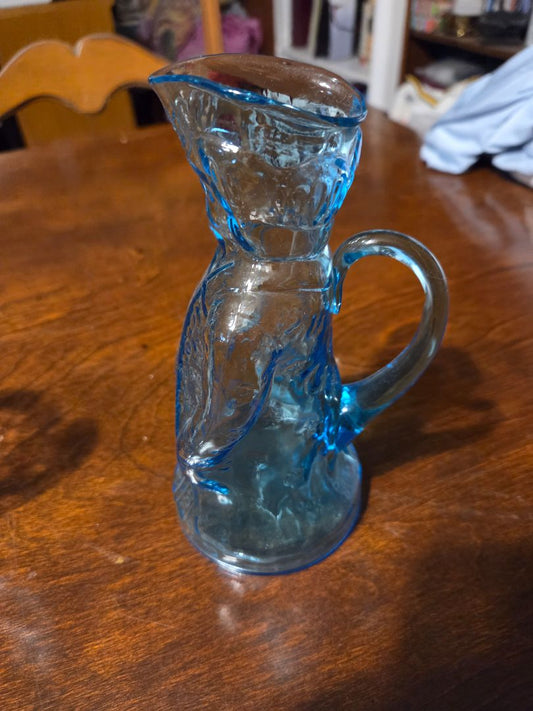 Kanawha Glass Vintage Blue Toby 7 1/2" Pitcher