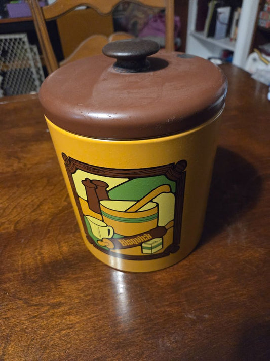 Vintage Bisquick General Mills 1973 Large Metal Tin Canister Ransburg of Indiana