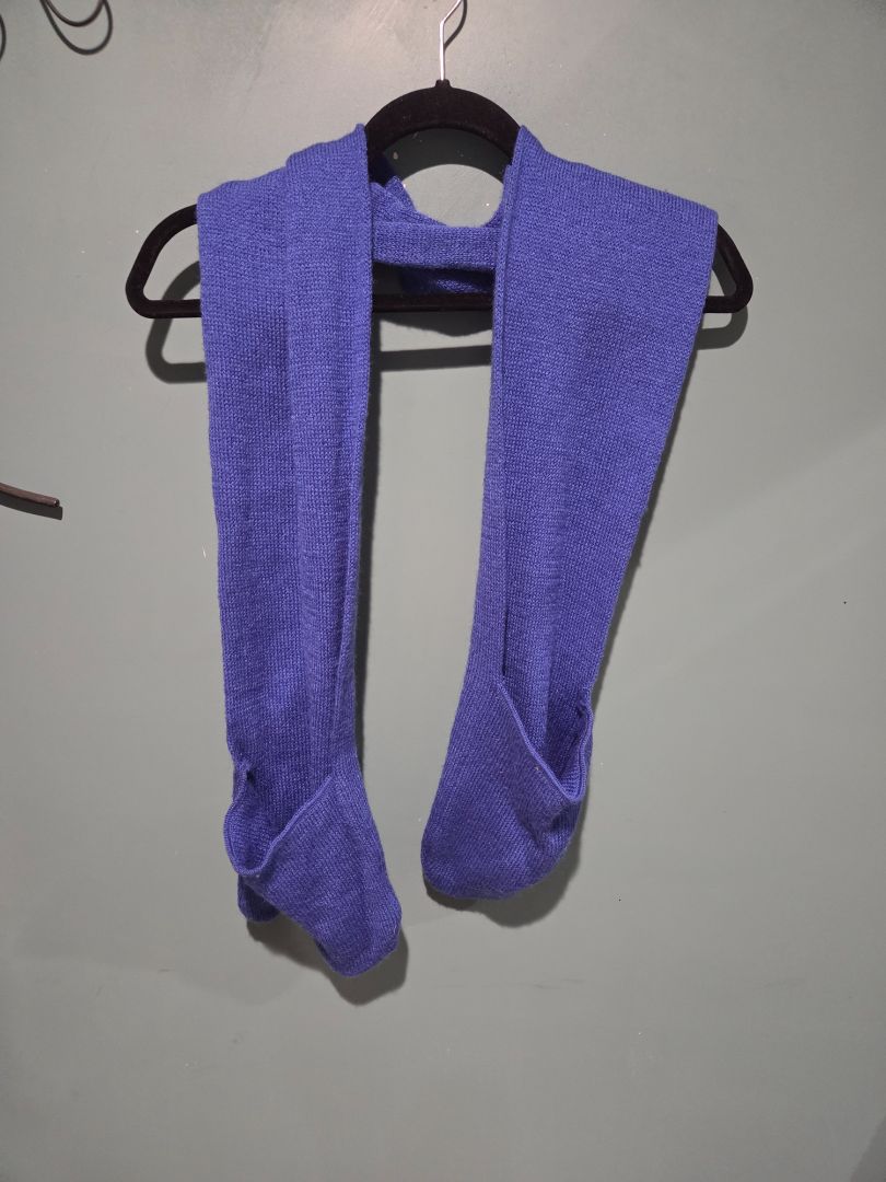 Purple Scarf with gloves attached
