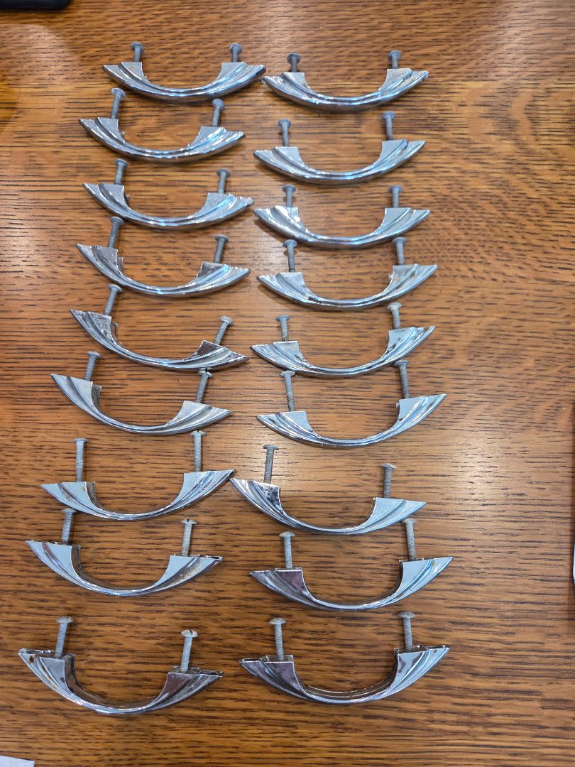 Art Deco Chrome Cabinet pulls set 18