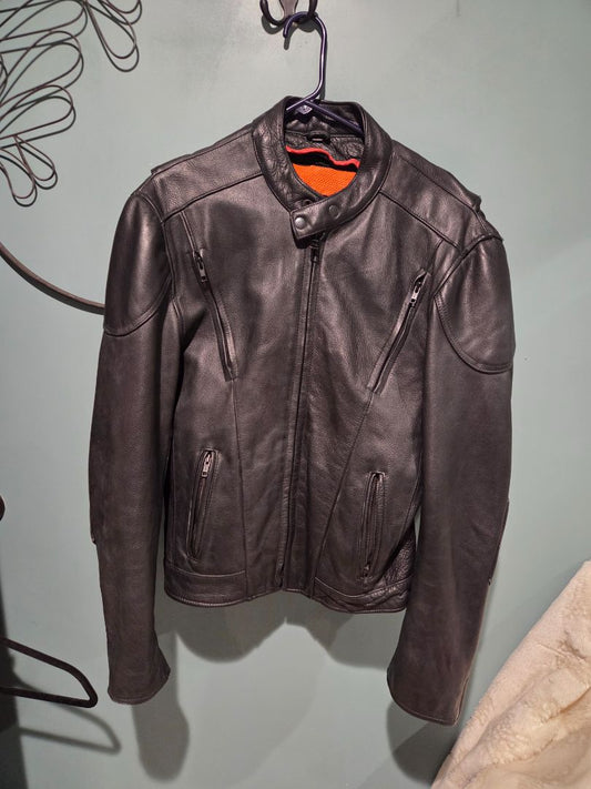 Vintage 90's XElement Black Leather Motorcycle Jacket Medium