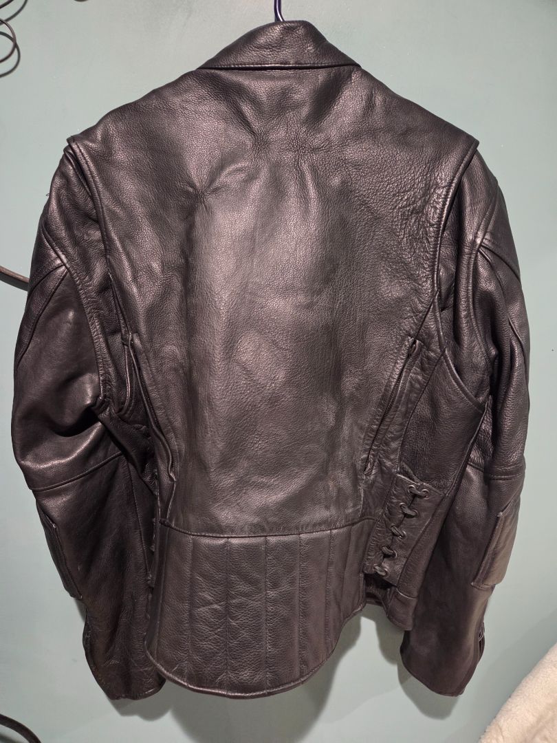 Vintage 90's XElement Black Leather Motorcycle Jacket Medium