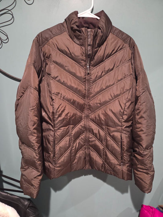Eddie Bauer Goose Down Jacket Brown Large