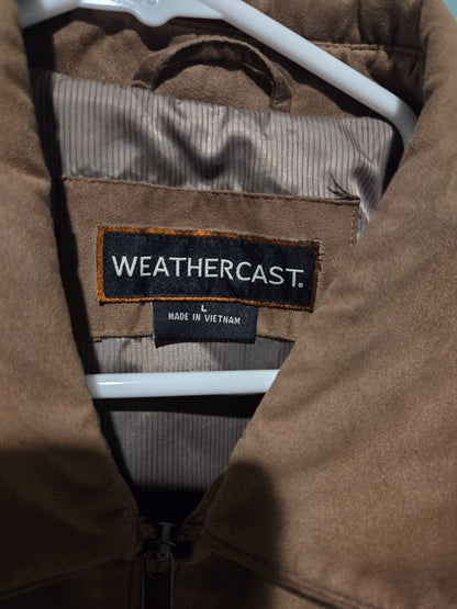 Mens Weathercast Men's Brown Faux Suede Jacket large