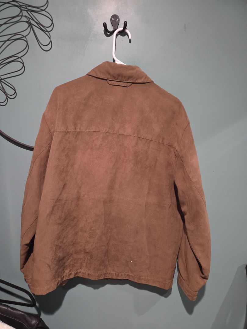 Mens Weathercast Men's Brown Faux Suede Jacket large