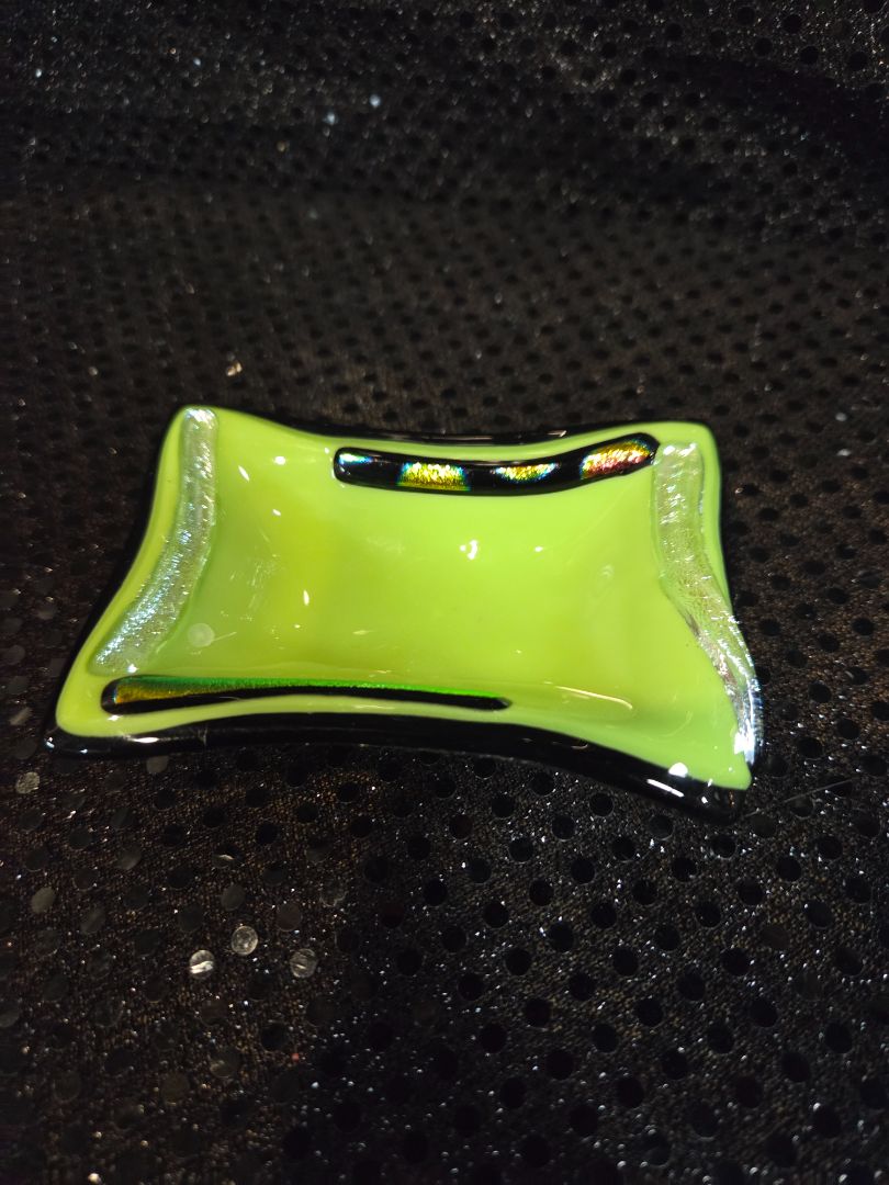 Kiln Fired Glass Rectangle Small Green
