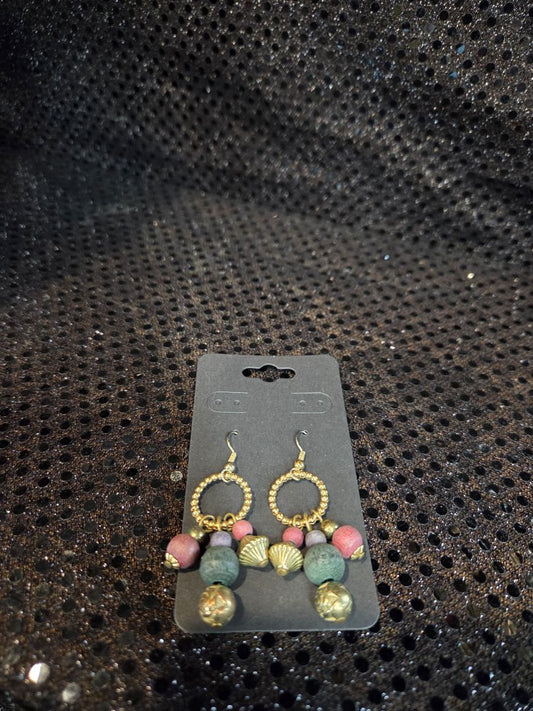 Bohemian Dangle Earrings wood and brass