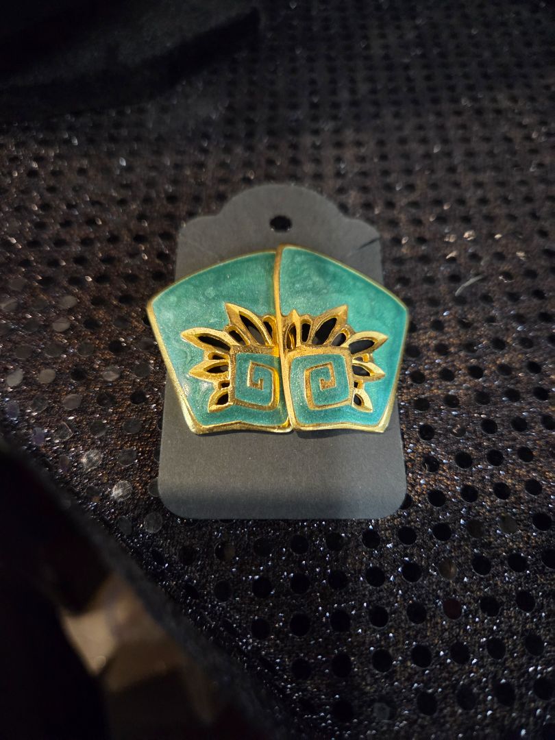 Edgar Berebi Gold Ton Teal and Gold Earrings