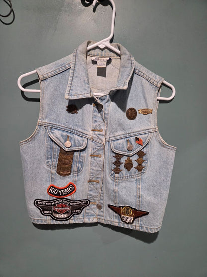 She Said Jean Vest Small Harley Patches and Pins