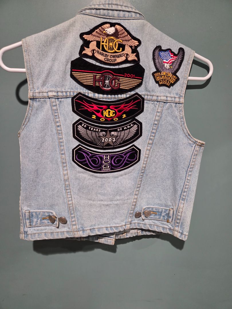 She Said Jean Vest Small Harley Patches and Pins