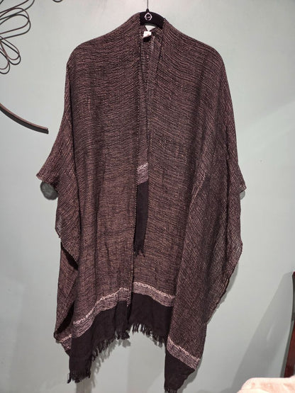 Abrazo Ruana 100% cotton Black and tan