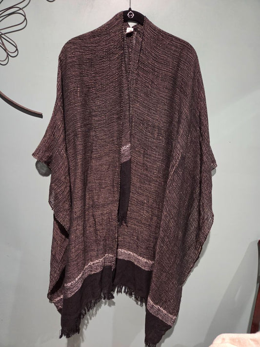 Abrazo Ruana 100% cotton Black and tan