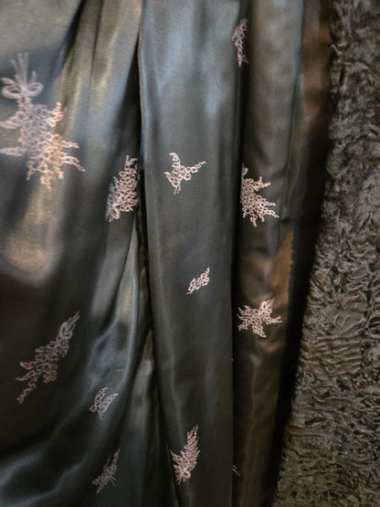 Vintage 100% Genuine Persian Lamb Fur Coat Mink Collar Small