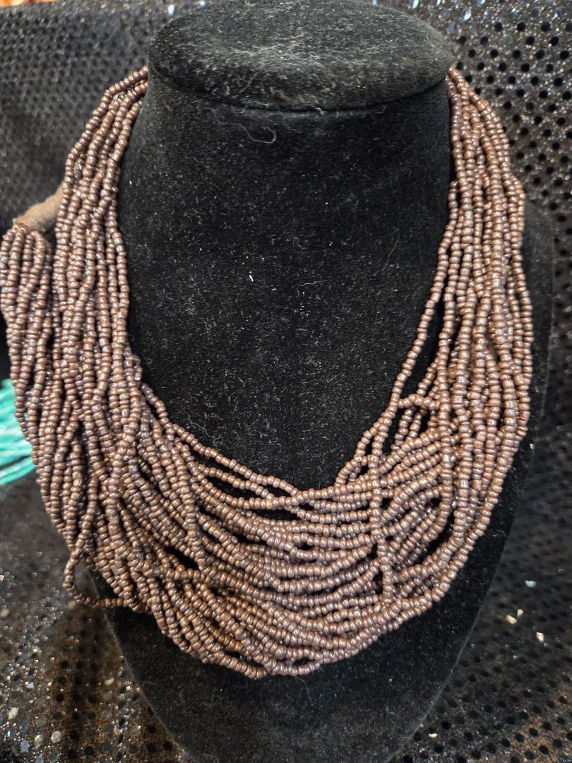 Multi Strand Chocolate Colored Bead Necklace