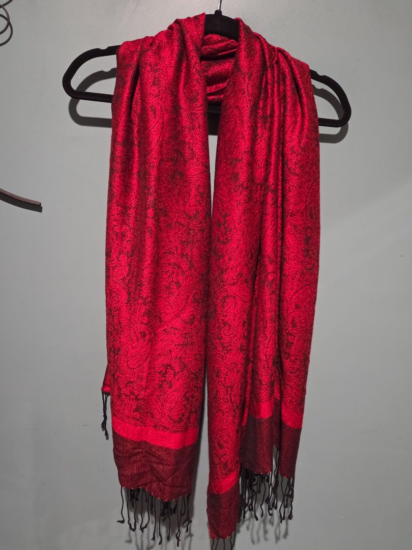 Pashmina Red Paisley Scarf