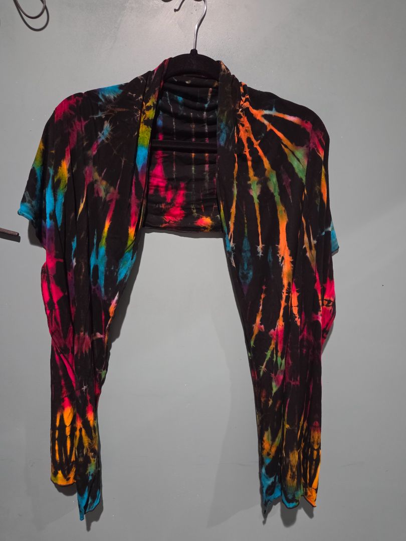 Tie Dyed Black Fabric Scarf