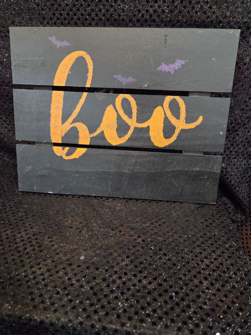 Black Sign with Boo