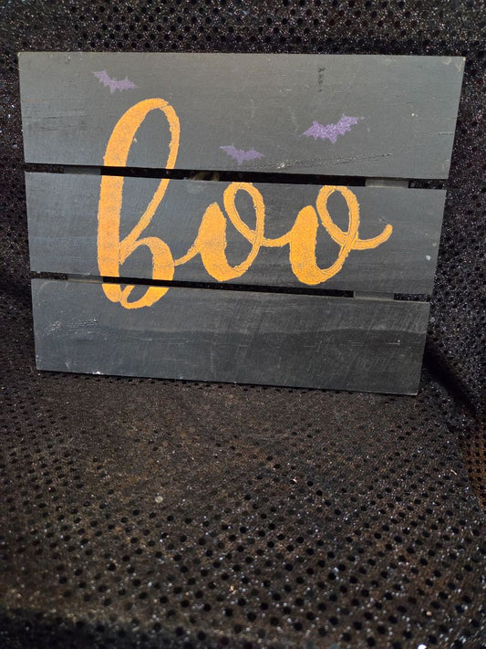 Black Sign with Boo