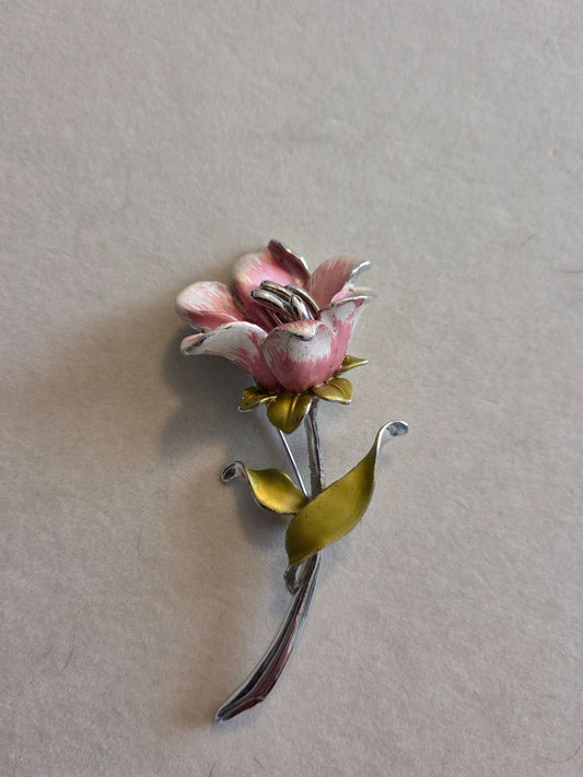 Vintage Pink Flower Brooch