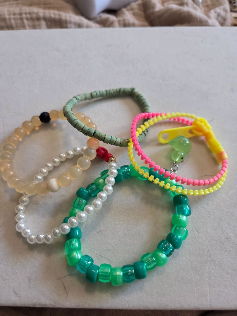 Plastic bead bracelets