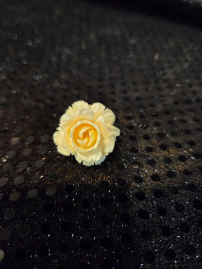 Vintage French Carved Rose Flower Brooch 1940's