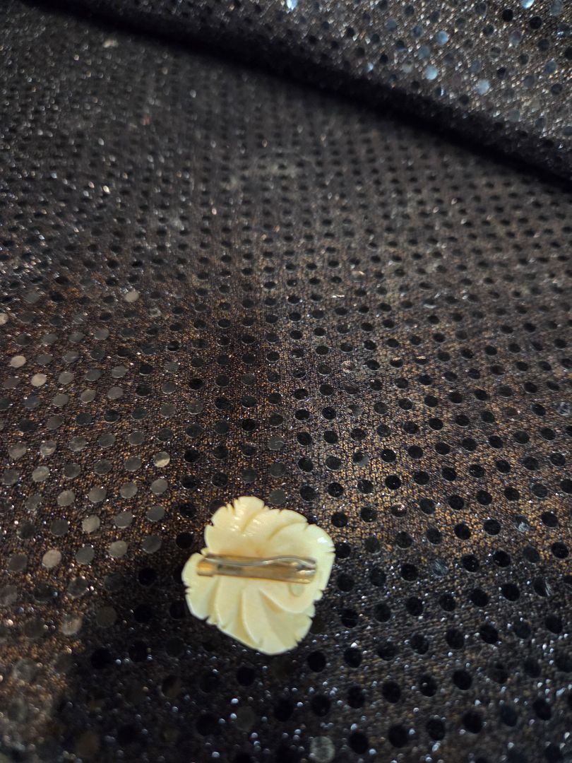 Vintage French Carved Rose Flower Brooch 1940's