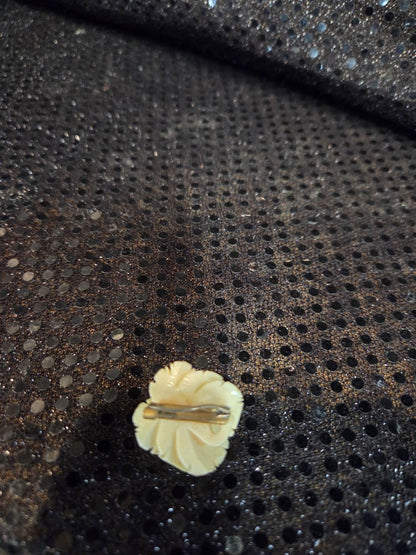 Vintage French Carved Rose Flower Brooch 1940's