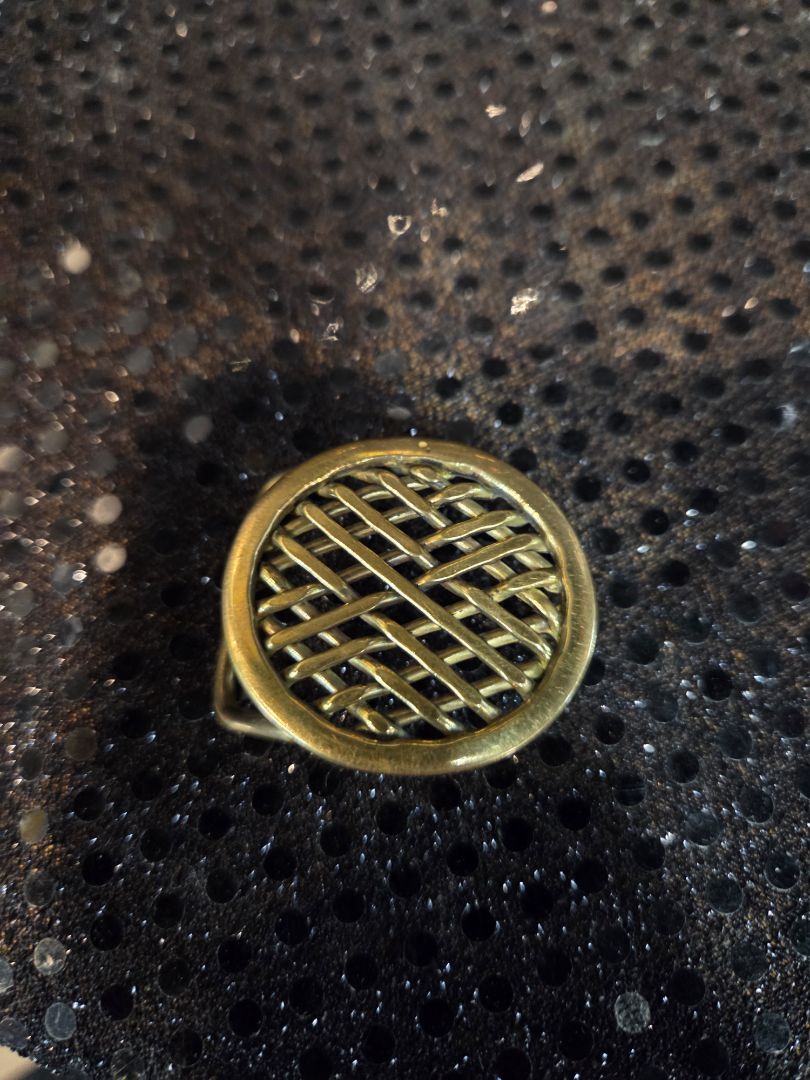 Vintage Round Brass Belt Buckle open Lattice design