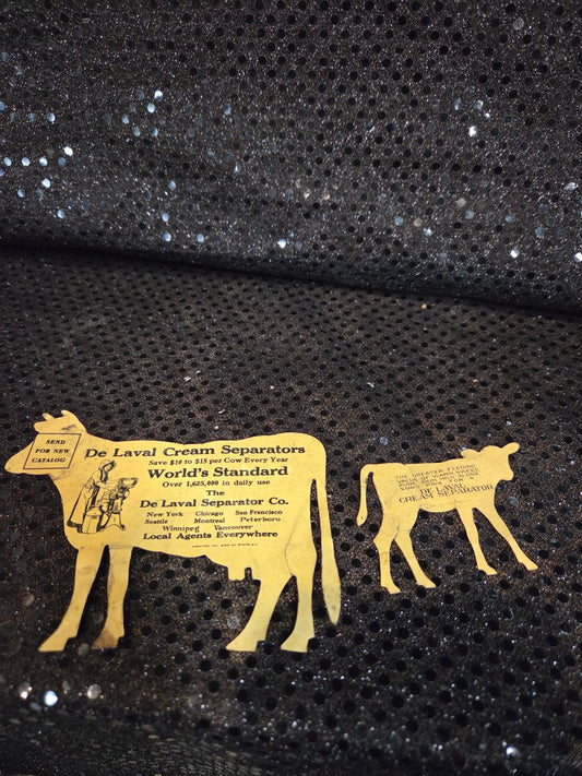 1920's DeLaval Jersey Cow Tin Dairy Advertising large and small cow