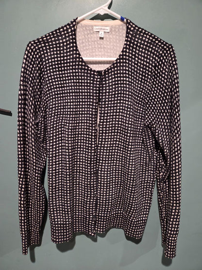 Crofts & Barrow Medium Navy and White Sweater