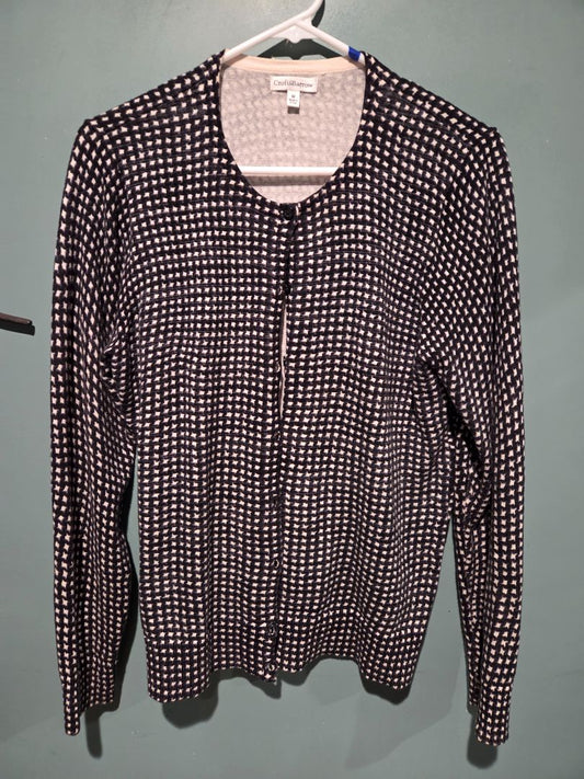 Crofts & Barrow Medium Navy and White Sweater