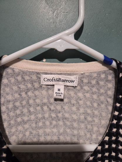 Crofts & Barrow Medium Navy and White Sweater