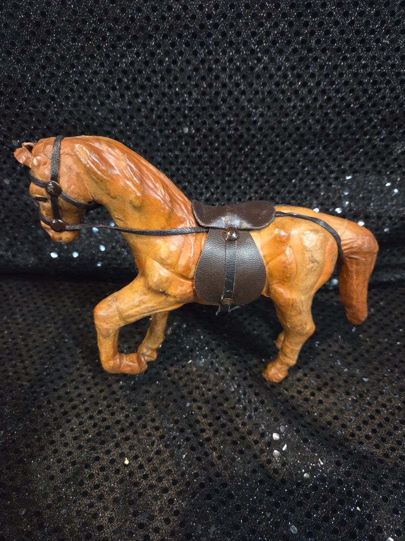 Vintage Leather Covered Horse