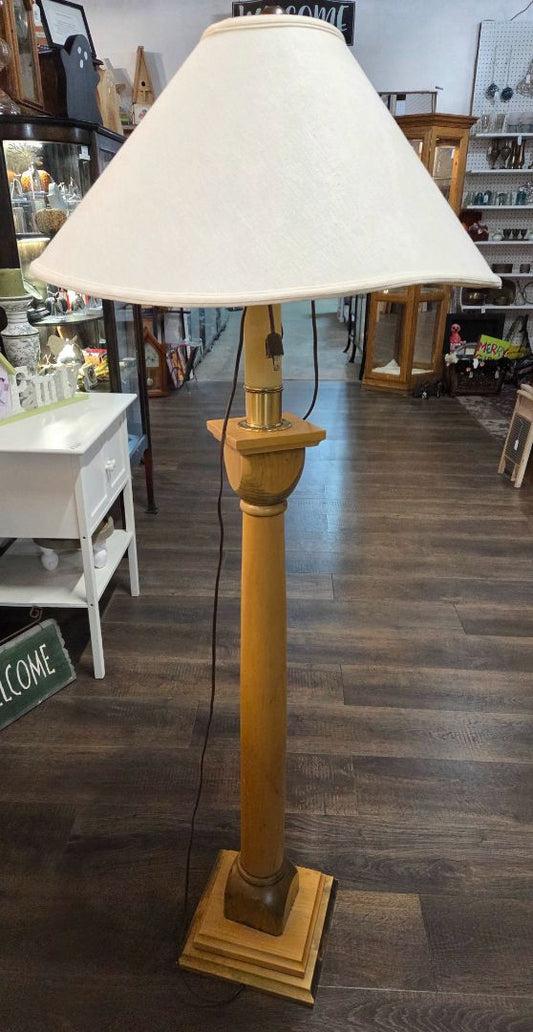 Vintage Wood Floor Lamp with Quoizel Lamp Shade