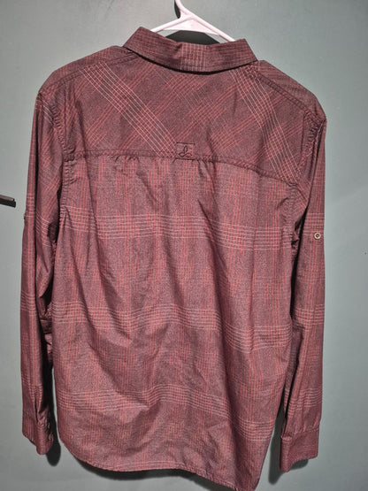 Red Plaid Prana Long Sleeve Button Shirt, M
