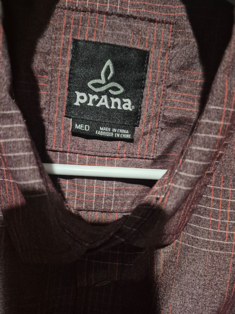 Red Plaid Prana Long Sleeve Button Shirt, M