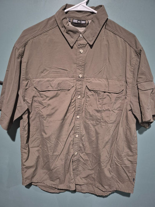 Army Green REI Short Sleeve Button Shirt, M