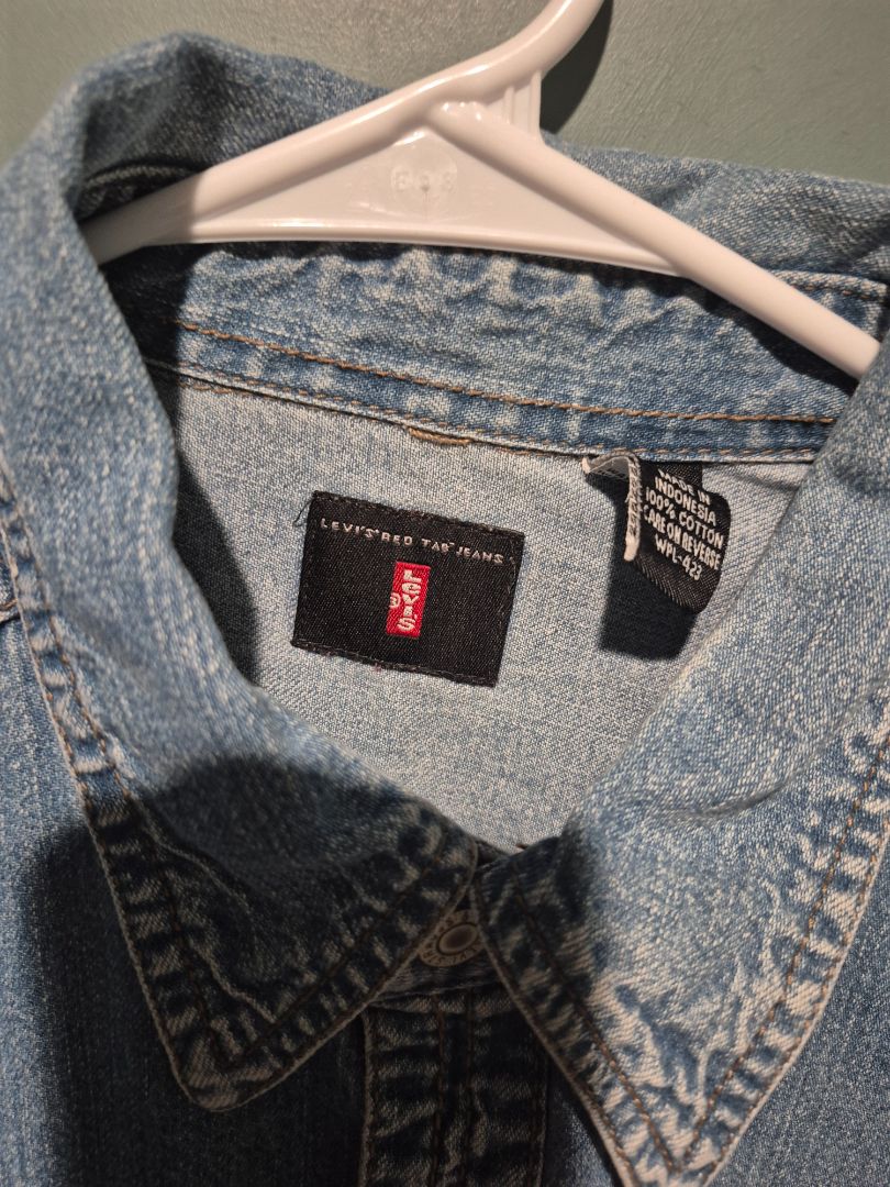 Denim Blue Levi's Long Sleeve Button Shirt, L