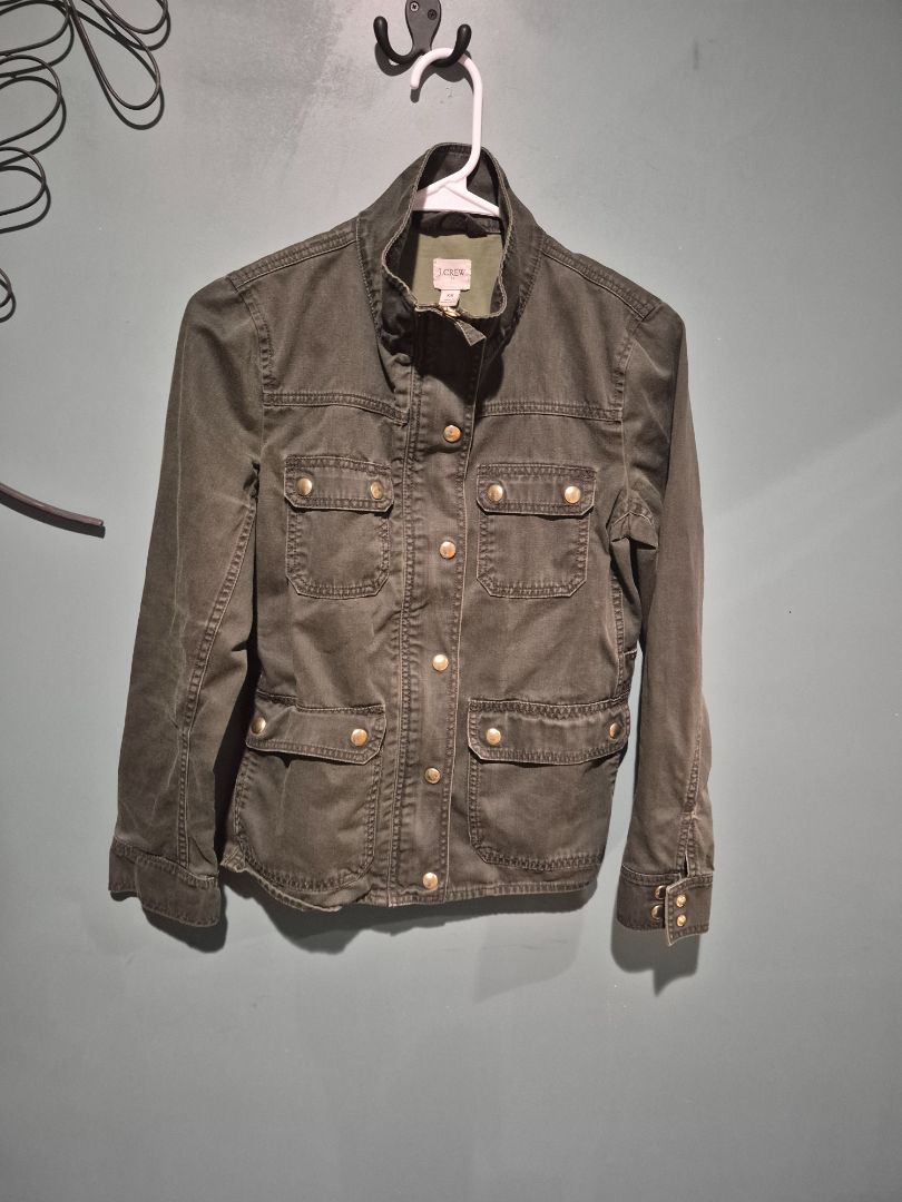 Olive Green J. Crew Denim Jacket, XS