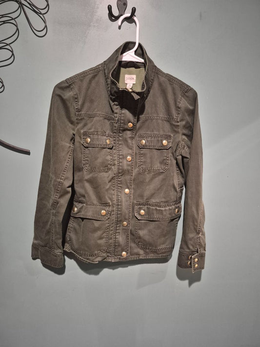 Olive Green J. Crew Denim Jacket, XS