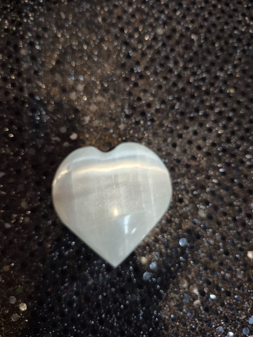 White  Selenite, Heart Shaped, 2.5"/65 mm