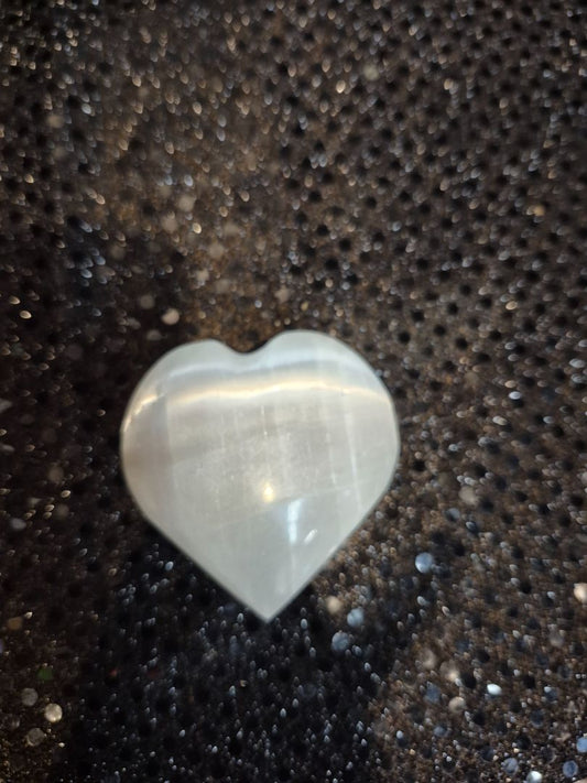 White  Selenite, Heart Shaped, 2.5"/65 mm