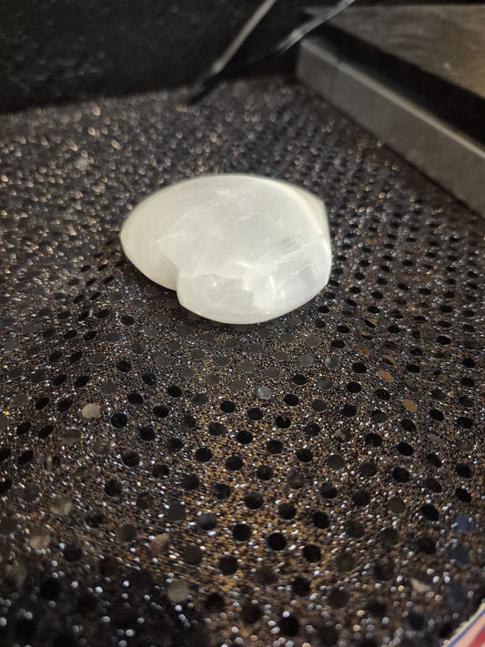 White  Selenite, Heart Shaped, 2.5"/65 mm