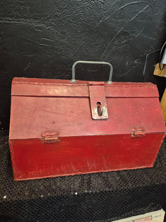 Red Vintage Metal Tool Box