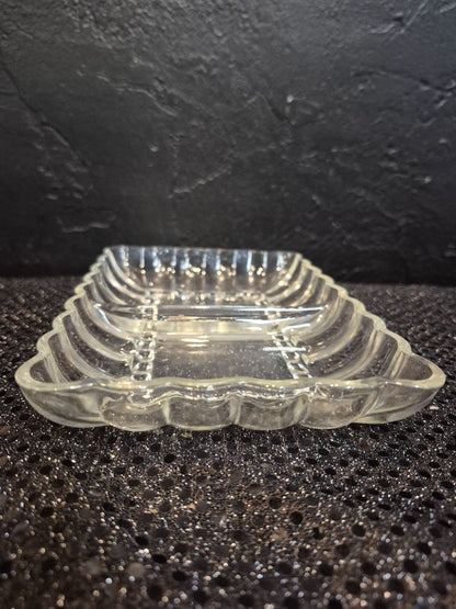 Vintage Rectangular Glass Relish Dish, 7" × 5"